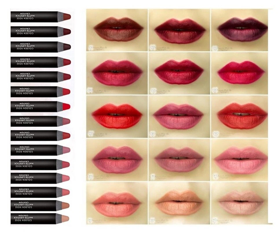 Goldene Rose MATT LIPPENSTIFT BLEISTIFT langlebige nicht trocknende Formel ALLE SCHATTIERUNGEN!!!