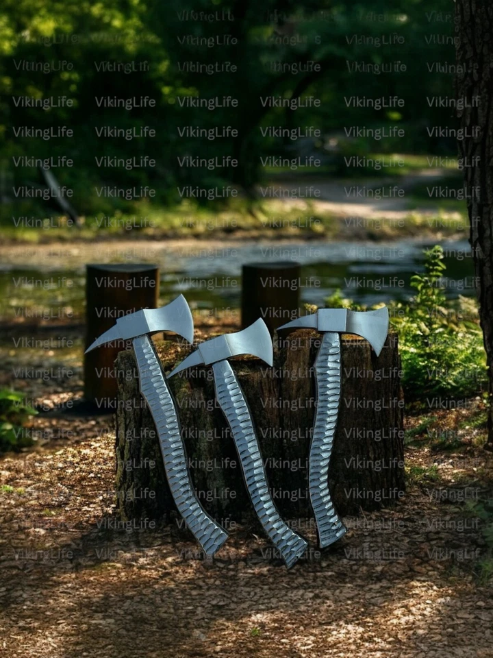 Pack Of 3 Handmade Viking Axes| High Carbon Steel |Battle Ready Throwing Axe Set - Image 4 of 4
