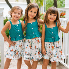 Girls Summer Set Floral Skirt Top