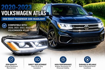  20-23 VW Volkswagen Atlas OEM Right Passenger Side Headlight DRL Defective