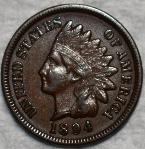 XF-AU 1894 Indian Head Cent, Attractive Surfaces w/ Hints of Luster.