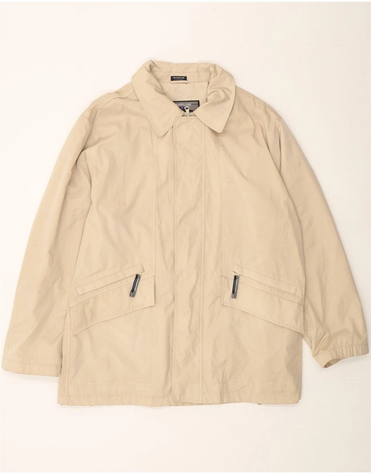 WAMPUM Mens Windbreaker Jacket UK 40 Large Beige Polyester CU13