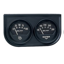 2345 Autogage Black Console Oilwater Gauge 2.3125 In.