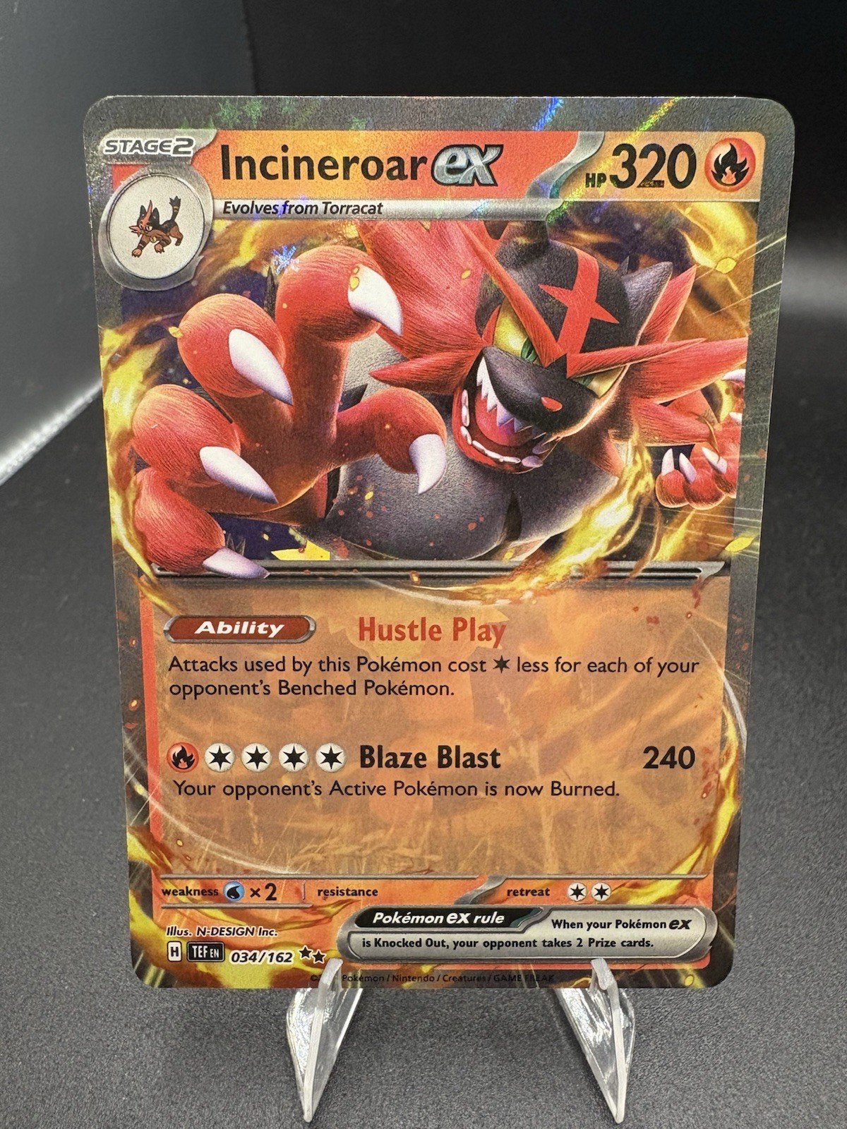 Incineroar ex - 034/162 - Double Rare - Near Mint