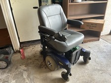 Pride Mobility Powerchair w/ Joystick, 6-Wheel, Blue/Gray