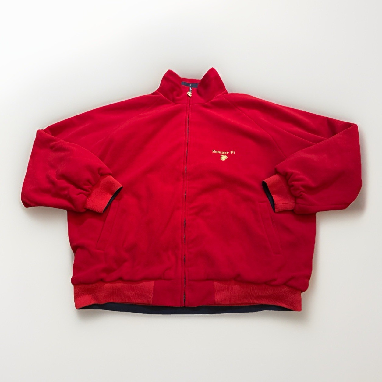 Bradford Exchange USMC Reversible Full Zip Fleece Nylon Jacket Men XL Semper Fi