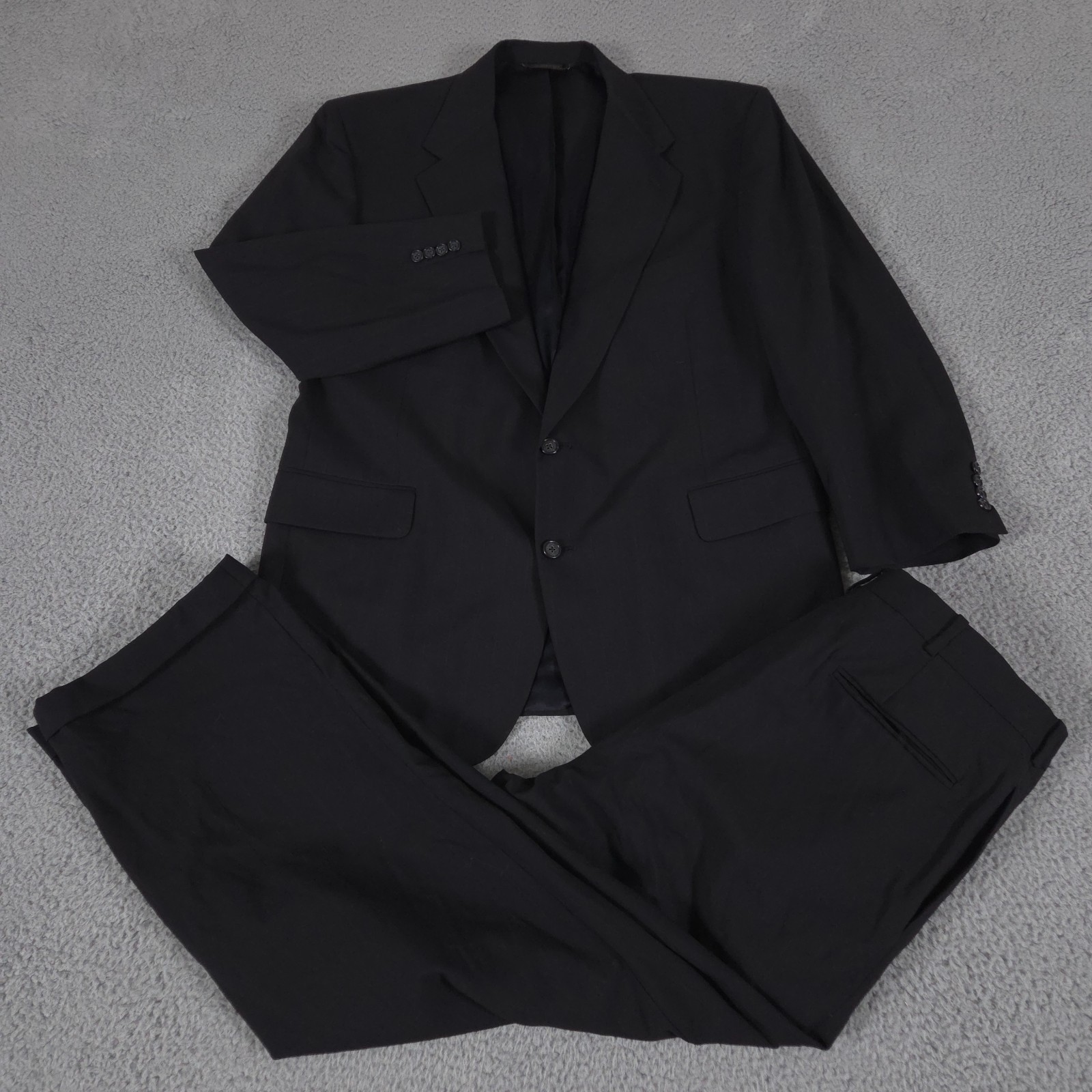 Tom James 2-Piece Suit Mens 44R Pants 34x30 Black Executive Blazer Trousers
