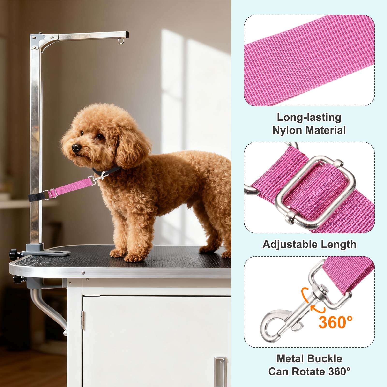 Imbracatura toelettatura cani 2 pezzi viola/magenta per bagno animali domestici foto 3