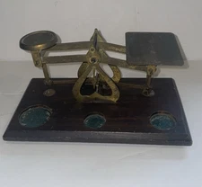 Weighing Scale Postal Warranted Accurate Brass And Wood Without Weights