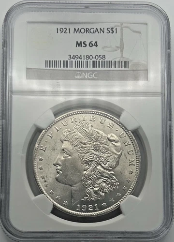 1921 Silver Morgan Dollar Coin MS 64 NGC Certified