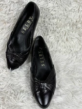 Selby Comfort Flex Shoes Womens Size 7 Black Leather Kitten Heel Pumps Slip On