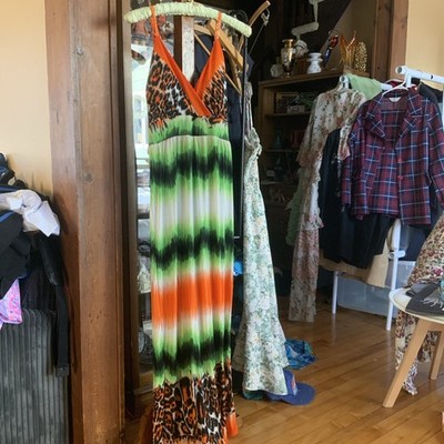 Halter Bodycon Dress Cheetah Print Maxi Women's Size Small LAPOGEE NWT