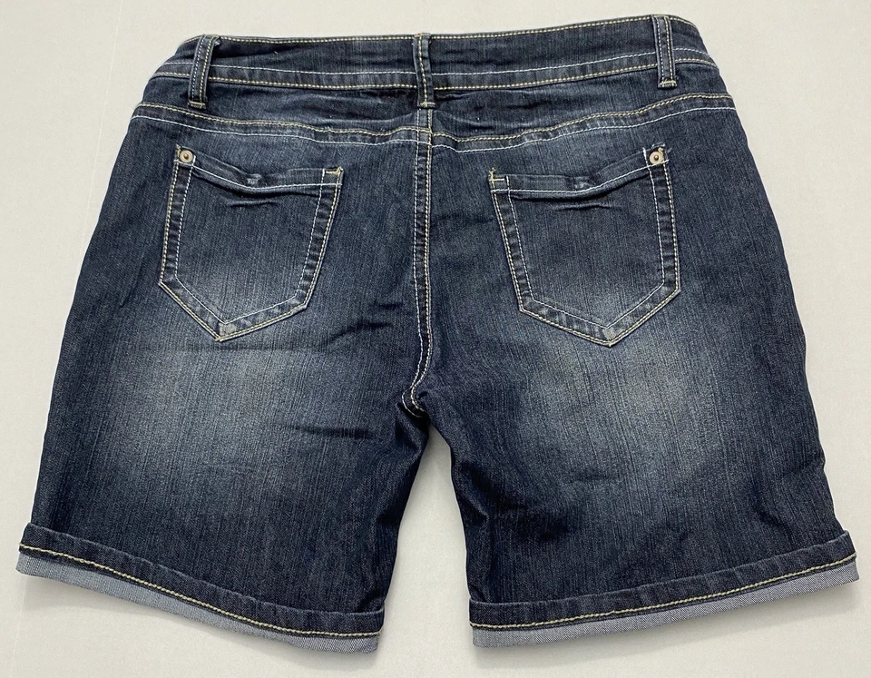 Bermudas de asfalto azul con puños denim junior 13 azul jean pantalones cortos lavado ácido Foto 2 de 4