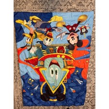 Disney Mickey Mouse Clubhouse Toddler Comforter Blanket Blue Quilt Pluto Donald