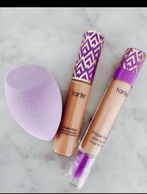 Tarte Set w/Shape Tape Glow Wand+Contour Concealer+Blending Sponge-