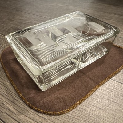 Etched Glass Box Divided with Lid   Floral Design