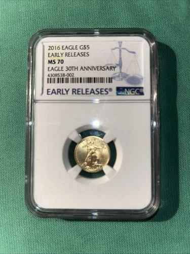 🔥2016 American Eagle $5 GOLD NGC MS70 ER 30th Anniversary Coin 1/10 Oz