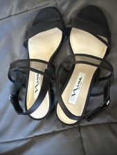 Nina Ganice Slingback Evening Black Dress Sandals - SZ 6M Leather Sole