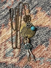 Dreamcatcher Necklace Steampunk Gear Pendant Chain Jewelry Handmade