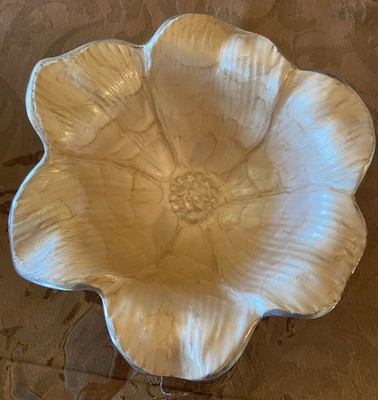 Julia Knight Collection 8in Lily Shaped Mother of Pearl Serving Bowl Handcrafted