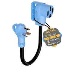 Elecan 30 Amp to 50 RV Adapter Cord 1 Ft, NEMA TT-30P 14-50R, Blue 