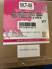 DTF INSTANT HOT/COLD PEEL DOUBLE SIDED $100mmMATTE ROLL 51% X 325 ft V7 Sealed ￼