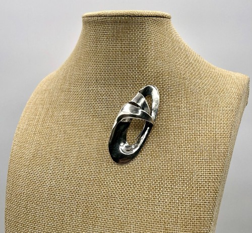 Vintage Large Artisan Modern Sterling Silver Brooch /b