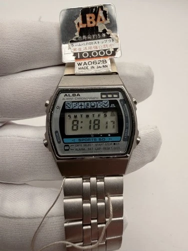 RARE Vintage Seiko Alba WA062B Alarm Chronograph Sports 50 Digital Watch — NOS