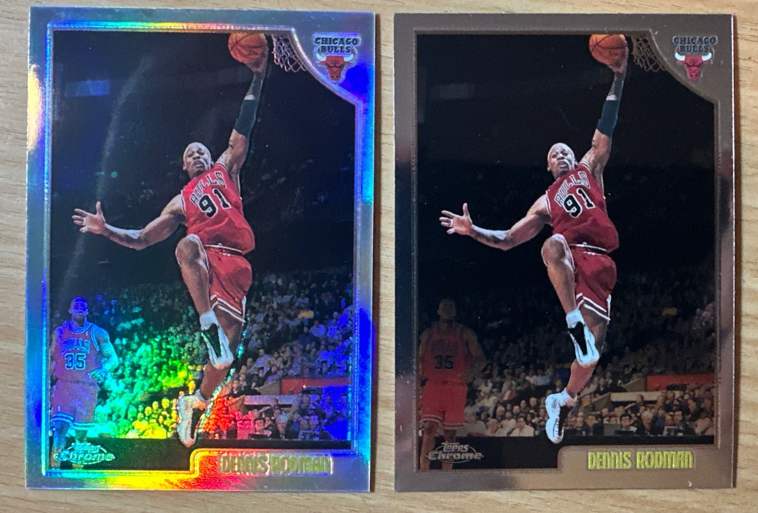 1998-99 Topps Chrome Dennis Rodman Refractor #109 Bulls Plus Chrome Base Card