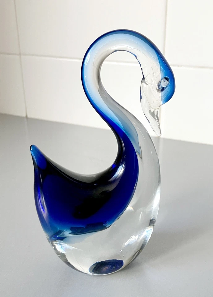 VINTAGE retro 1960's MURANO Italy SOMMERSO STUDIO ART GLASS SWAN Hand Blown - image 2 of 4