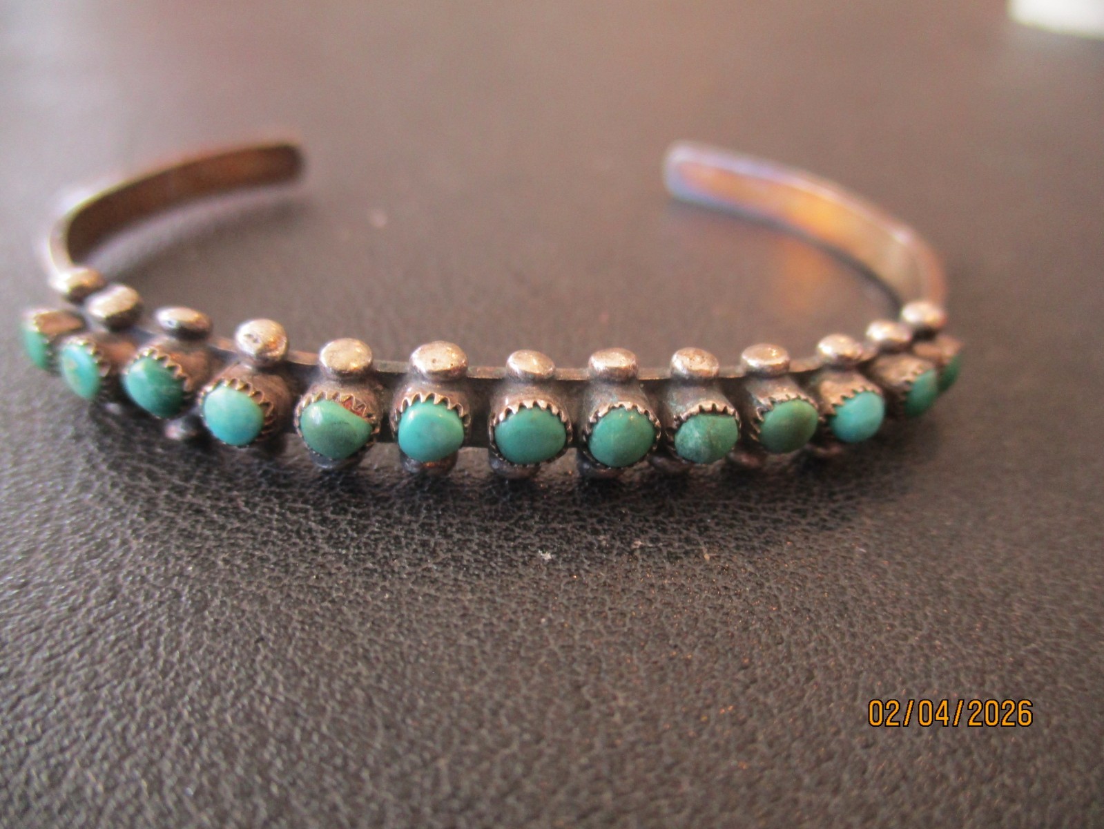 Sterling Silver native Turquoise Bangle Bracelet … - image 1