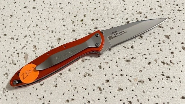 1660OR Kershaw Leek A/O Linerlock Plain Blade Orange Handle Ken Onion Design - Image 2 of 4