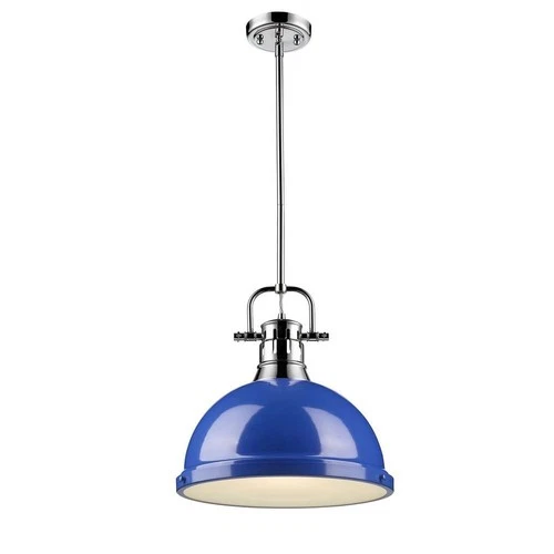 Duncan 1 Light 14 inch Chrome Pendant Ceiling Light, 14", 3604-L CH-SF - Picture 2 of 9