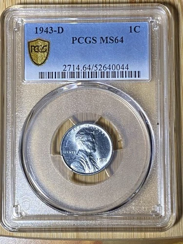1943 D Lincoln Wheat Steel Cent 1c PCGS MS64