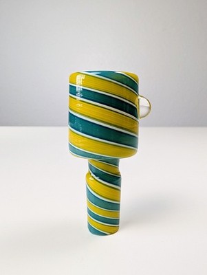 14mm Yellow Turquoise Candy Twisted  Premium Quality Glass Bowl Slide Bong Pipe