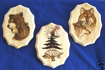Authentic Native American Artwork 3 Oneida Clans 8.5x11'' Woodburning Home Decor