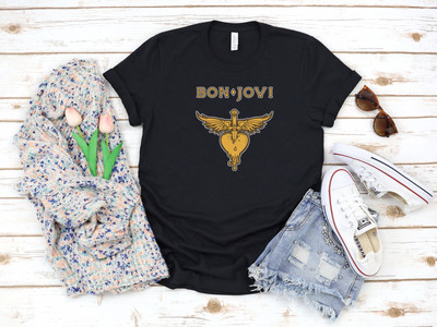 Bon Jovi Cover weiß Damen 3/4 kurzärmeliges T-Shirt T72