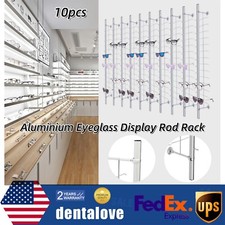 10pcs Aluminium Eyeglass Display Rod Rack Wall-Mounted Sunglasses Storage Frame