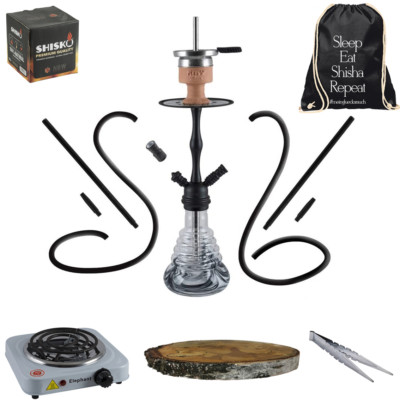 Amy Shisha Set 2 Schlauch 2 Aschlüsse Adapter viel Zubehör Kohle Anzünder Hookah