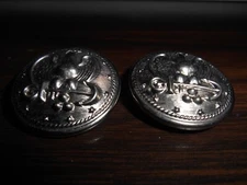 2 VINTAGE SILVER TONE NAVY BUTTONS WITH ANCHOR