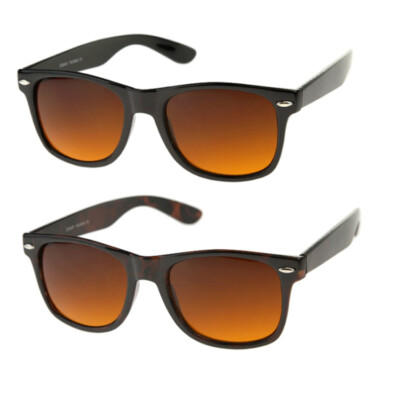  HD High Definition Blue Blocking Driving Sunglasses Amber Tinted Lens Black Mat