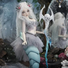 1/4 Bjd Doll SD Free Face Make UP Body Makeup Eyes Mermaid Fish Body A Resin Toy