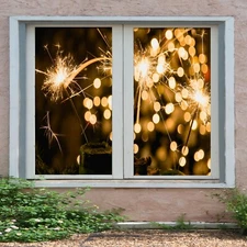 3D Night Spark D142 Window Film Print Sticker Cling Stained Glass UV Block An