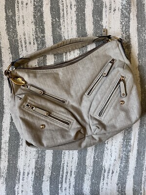 Tod's Sacca Lampo Oblique Media Shoulder Bag, Gold Washed Rose Linen, Italy