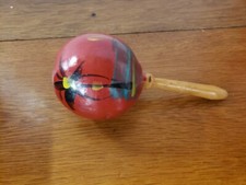 Vintage Hand Painted Red  Multicolor Maracas