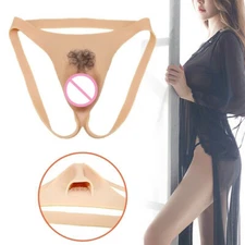Silicone GAFF Panty Fake Vagina Girl Underwear Transgender Simulation with hair