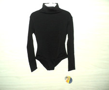 Capezio Turtleneck Child Intermediate Black Snap Bodysuit Leotard Cheer Dance