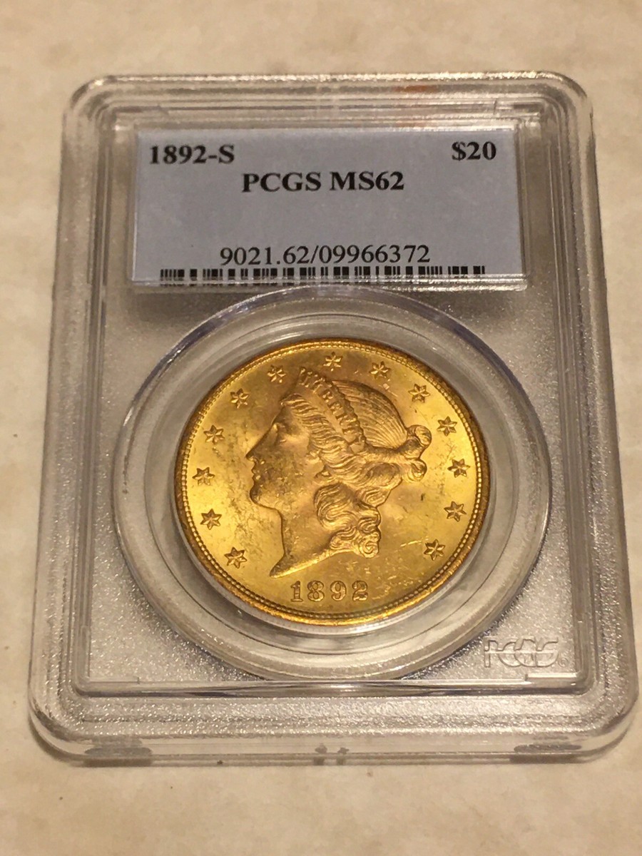 1892-S MS62 PCGS Liberty Double Eagle $20 Gold Coin very nice