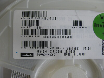 Rolle Kondensatoren 1206 3216 X7R 3300n 3,3µ 3µ3 25V   10 Stück