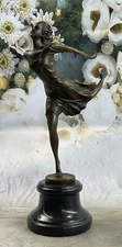 Art Deco Bronze Dancer, Signed Degas Artwork  on Marble base Sculpture Figurine